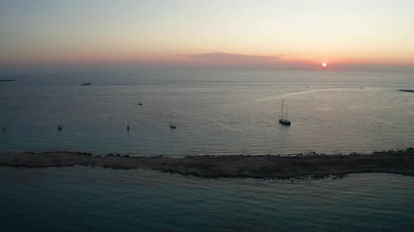 Aerial View of Formentera Island During Sunset