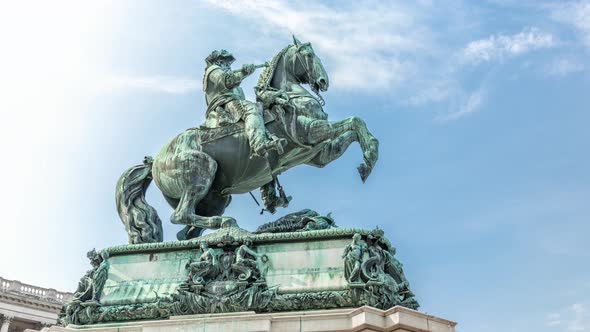 Equestrian Statue of Prince Eugene of Savoy Timelapse Hyperlapse in Front of Hofburg Palace alt