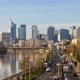 La Defense Business District at Day with Clouds, Seine River, Traffic Highway - VideoHive Item for Sale