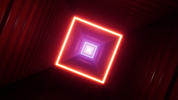 Rotating Neon Light Red Square Tunnel alt