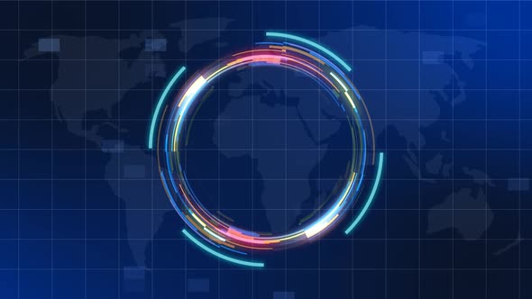 futuristic tech colorful circle rotation with HUD UI technology interface alt