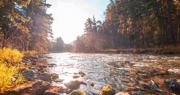 UHD Mountain River Timelapse at the Summer or Autumn Time alt