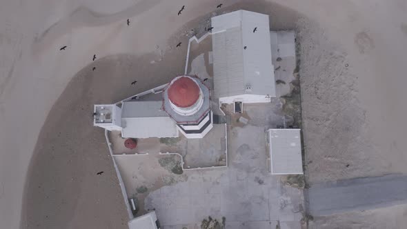 Aerial View Shot From Directly Above of Lighthouse Tower