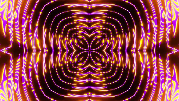 Neon glowing kaleidoscope. Looped animation