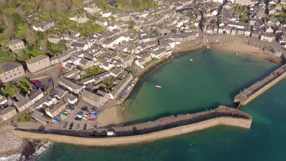Mousehole Harbour a Picturesque Village in Cornwall UK from the Air alt