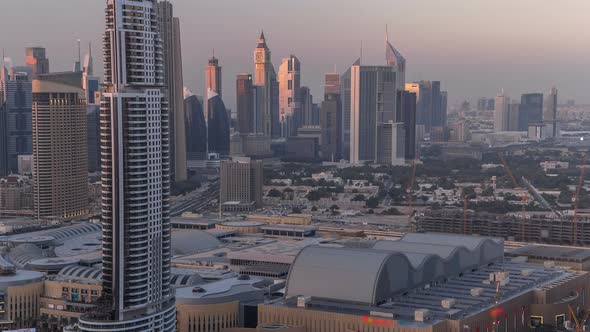 Scenic Dubai Downtown Skyline Day to Night Timelapse alt