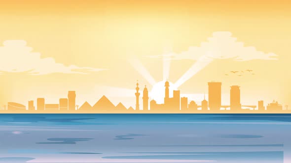 Egypt Cairo Skyline - Vector illustration Motion Graphic