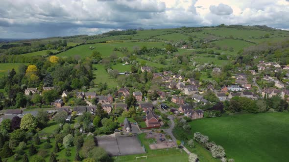 Ashton-Under-Hill English Village North Cotswolds Worcestershire Aerial Spring