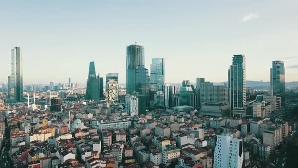 Istanbul Skyscrapers and Business District Aerial Video