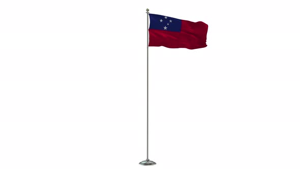 Samoa   loop 3D Illustration Of The Waving Flag On Long  Pole With Alpha