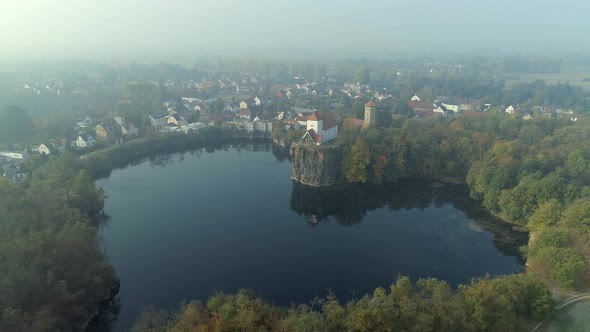 Kirchbruch Heart Lake Germany Aerial View at Sunrise alt