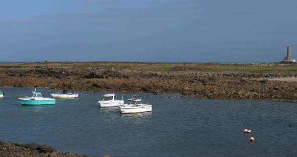 Small harbour in front of the lighthouse at Gatteville le Phare, Cap de la Hague, Cotentin peninsula alt