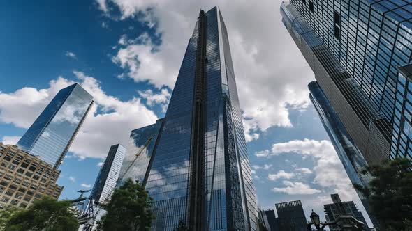 Time lapse - Corporate Buildings in Hudson Yards - Manhattan - New York - USA