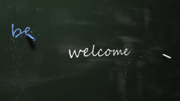 Welcome' in English, German, Russian, French, Spanish, Portugese. Blackboard. alt