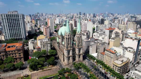 Metropolitan Cathedral of Sao Paulo at Se Square ground zero downtown Sao Paulo alt