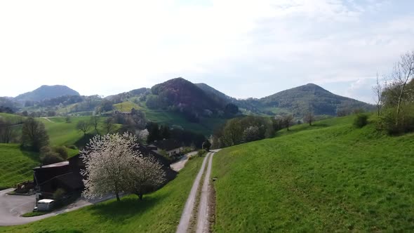 Aerial video of the Aarau Country's countryside In Switzerland. alt