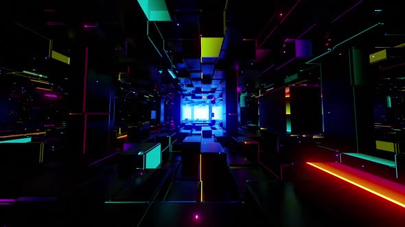 Colorful Neon Space Tunnel