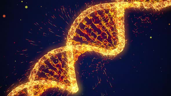 DNA Golden Glowing Helix