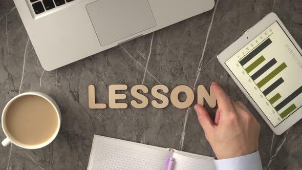 Lesson Business Word Puts Letters On The Table