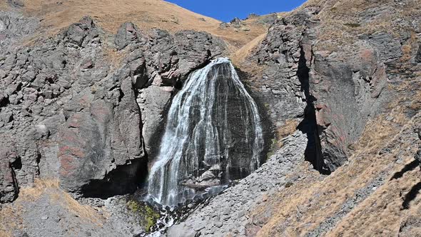 Waterfall "Maiden braids" in the Elbrus mountains