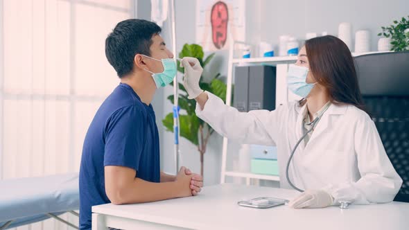 Asian professional specialist doctor diagnosis PCR Coronavirus sample. alt