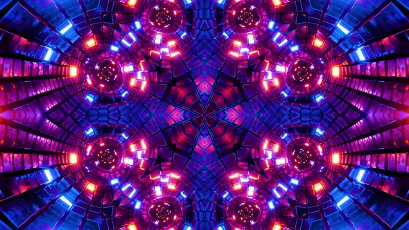 VJ loop neon kaleidoscope. Looping animation.