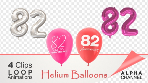 82 Anniversary Celebration Helium Balloons Pack