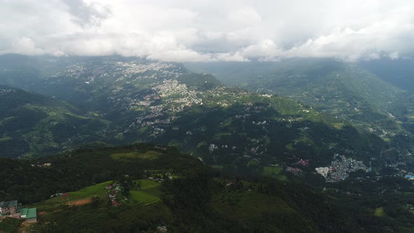 Rumtek Monastery area in Sikkim India seen from the sky alt