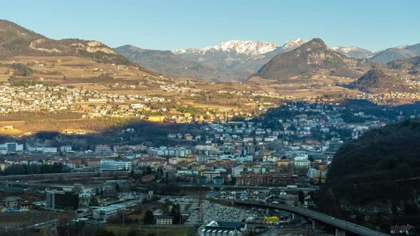 Overview of Trento Against Giant Mountains on Sunny Day alt