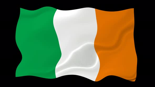 Ireland Flag Wave Motion Black Background