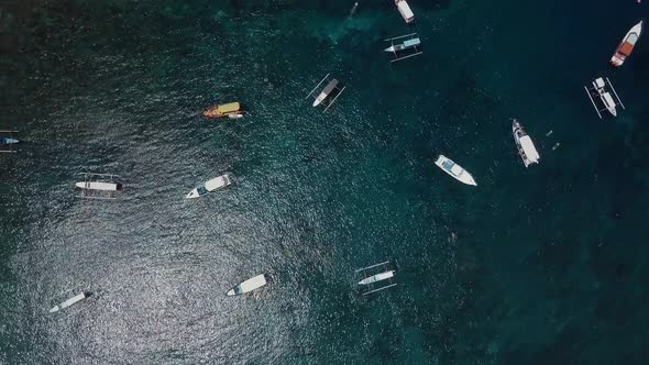 Aerial View of a Lagoon with Fishing Boats