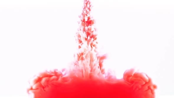 Red Color Paint Cloud on a White Background.