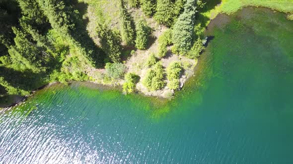 Kolsay Lake Among Green Hills and Mountains alt