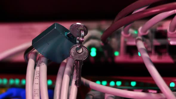 Padlock on Ethernet UTP Cables