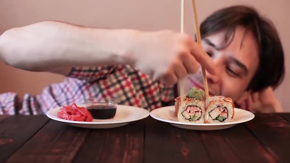 Funny Video of Eating Rolls with Wasabi