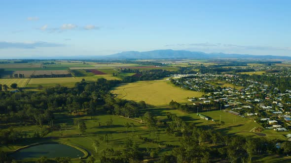 Aerial, Beautiful View On Suburban Atherton In Queensland, Australia