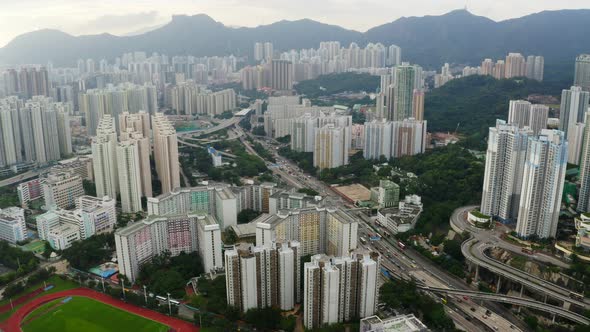 Drone fly over Hong Kong alt