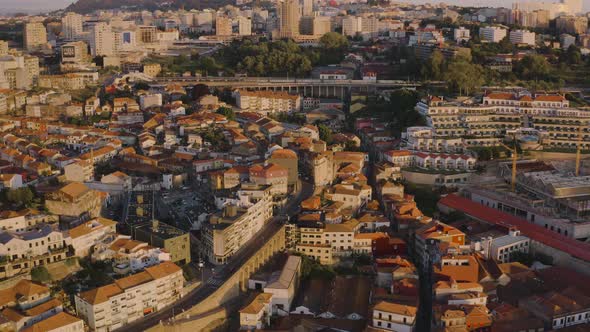 Porto in Portugal, aerial drone cityscape view 4k alt