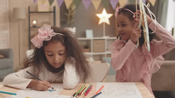 Sister Teasing Girl Coloring Drawings alt