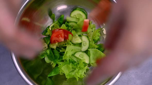 Crop Person Cooking Vegetable Salad