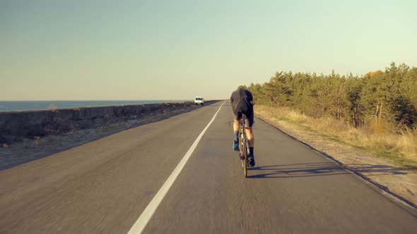 Cyclist On Bike Cycling And Pedaling Sport Recreation. Gear System Bicycle And Bike Wheel Rotation. alt
