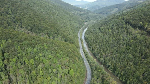 Nature of Ukraine: Carpathian Mountains Slow Motion. Aerial View alt