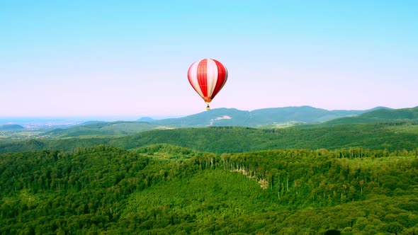 Hot-air Balloon with Passengers in the Sky