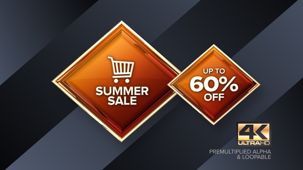 Summer Sale 60 Percent Off Rotating Sign 4K Looping Design Element