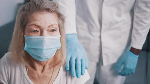 Lonely Sad Elderly Woman in Nursery Home During Covid19 alt