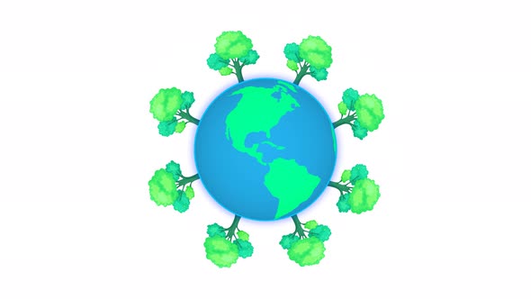 Rotated Tree Planet Earth Animated