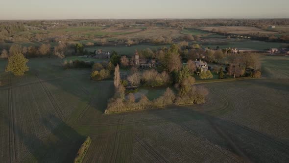 Village Church England Aerial, St James The Great, Old Milverton, Warwickshire, Aerial Overhead View