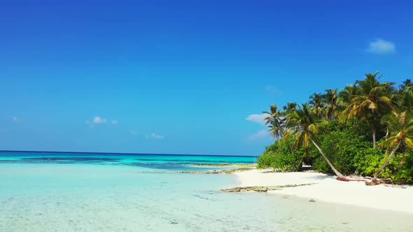 Aerial landscape of beautiful island beach journey by transparent sea with white sand background of  alt