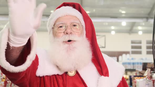 Santa Claus doing grocery shopping at the supermarket