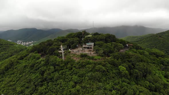 Aerial of Cerro San Bernardo in Salta, Argentina. alt
